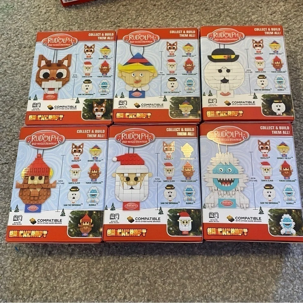 Rudolph Brickcraft Block Building Set NEW Bumble Hermey Yukon Sam Santa Figure